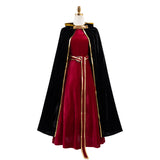 Tangled Mother Gothel Women Red Dress with Black Cape Cosplay Costume Outfit Halloween Carnival Suit