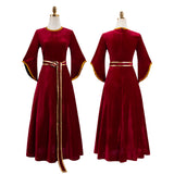 Tangled Mother Gothel Women Red Dress with Black Cape Cosplay Costume Outfit Halloween Carnival Suit