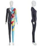 The Nightmare Before Christmas Sally Women Colorful Patchwork Jumpsuit Cosplay Costume Outfit Halloween Carnival Suit