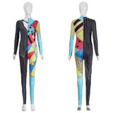 The Nightmare Before Christmas Sally Women Colorful Patchwork Jumpsuit Cosplay Costume Outfit Halloween Carnival Suit