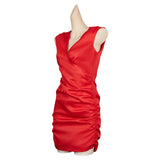 The Substance 2024 Elizabeth Women Red Dress Cosplay Costume Outfits Halloween Carnival Suit