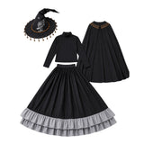 Tongari Boushi no Atelier Coco Women Black Witch Style Outfit Cosplay Costume Outfit Halloween Carnival Suit