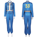 TV Fallout Vault 33 Dweller Lucy Women Blue Jumpsuit Cosplay Costume Outfits Halloween Carnival Suit