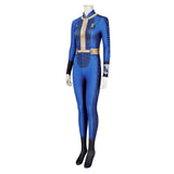 TV Fallout Vault 33 Dweller Women Blue Printed Jumpsuit Cosplay Costume Outfits Halloween Carnival Suit