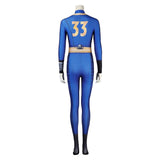 TV Fallout Vault 33 Dweller Women Blue Printed Jumpsuit Cosplay Costume Outfits Halloween Carnival Suit