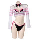 TV Hazbin Hotel Angel Dust Women Pink And Black Bikini Set Swimsuit Cosplay Costume Original Design