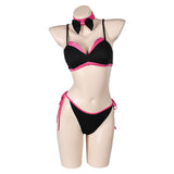 TV Hazbin Hotel Angel Dust Women Pink And Black Bikini Set Swimsuit Cosplay Costume Original Design