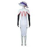 TV Hazbin Hotel Lucifer Morningstar Women White Dress With Hat Cosplay Costume Outfits Halloween Carnival Suit