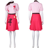 TV Hazbin Hotel Niffty Women Pink Printed Dress Cosplay Costume Outfits Halloween Carnival Suit