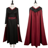 TV House of the Dragon Princess Rhaenys Targaryen Women Black Dress With Cloak Cosplay Costume Outfits Halloween Carnival Suit