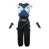 Valorant Jett Women Blue Outfit Cosplay Costume Outfit Halloween Carnival Suit