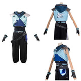 Valorant Jett Women Blue Outfit Cosplay Costume Outfit Halloween Carnival Suit