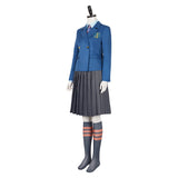 Wicked 2024 Glinda Women Blue School Uniform Cosplay Costume Outfits Halloween Carnival Suit