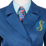 Wicked 2024 Glinda Women Blue School Uniform Cosplay Costume Outfits Halloween Carnival Suit