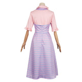 Wicked 2024 Glinda Women Pink Blue Striped Dress Cosplay Costume Outfits Halloween Carnival Suit