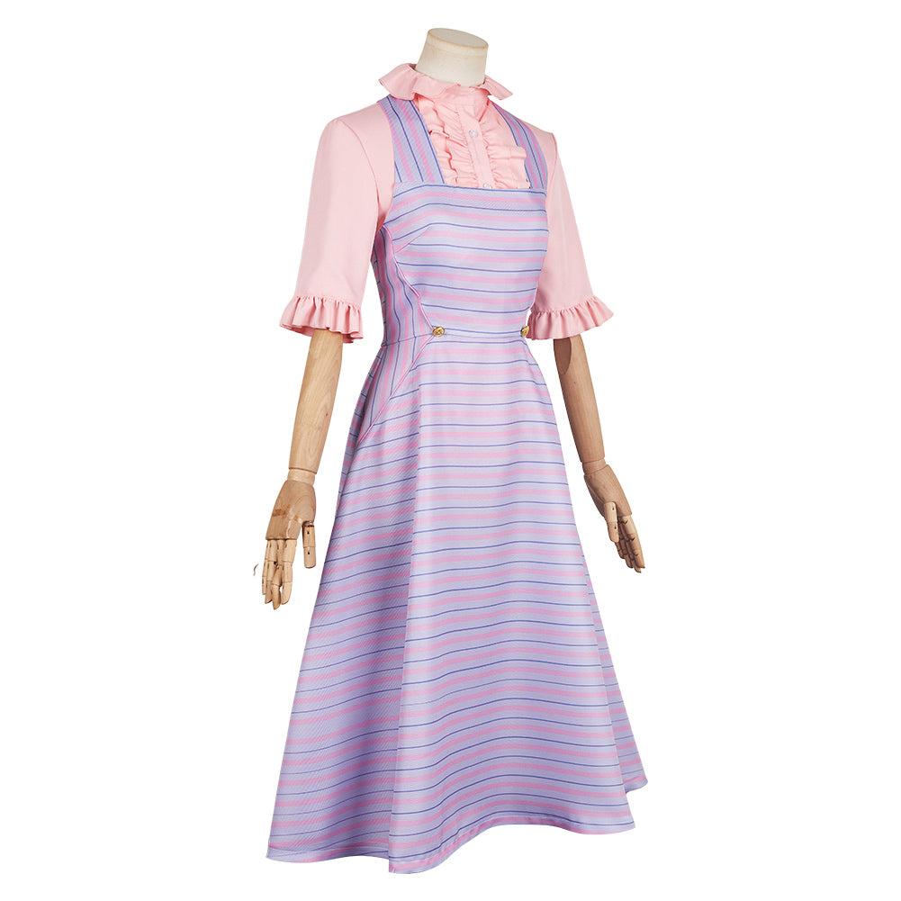 Wicked 2024 Glinda Women Pink Blue Striped Dress Cosplay Costume Outfi TrendsinCosplay Wicked 2024 Glinda Women Pink Blue Striped Dress Cosplay Costume Outfi TrendsinCosplay