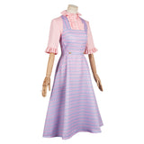 Wicked 2024 Glinda Women Pink Blue Striped Dress Cosplay Costume Outfits Halloween Carnival Suit