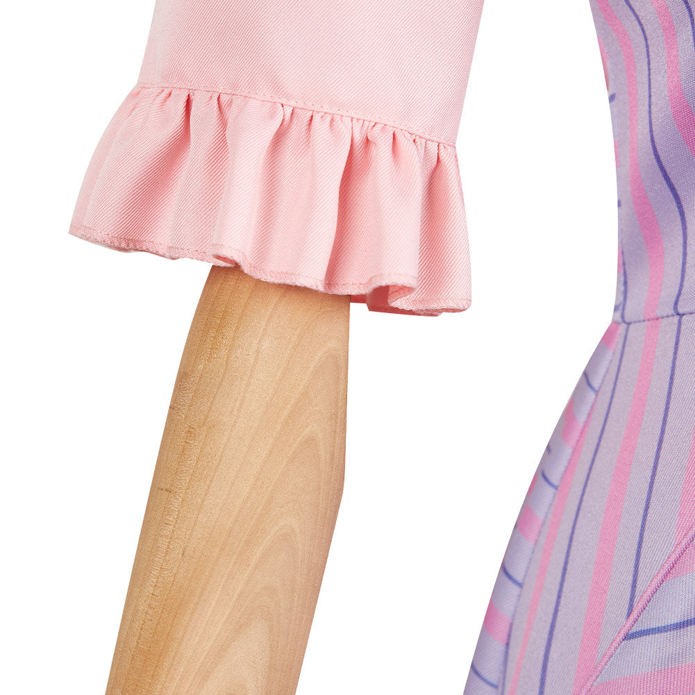 Wicked 2024 Glinda Women Pink Blue Striped Dress Cosplay Costume Outfi TrendsinCosplay Wicked 2024 Glinda Women Pink Blue Striped Dress Cosplay Costume Outfi TrendsinCosplay
