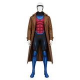 X-Men ‘97 Gambit Black Jumpsuit with Brown Trench Coat Cosplay Costume Outfit Halloween Carnival Suit