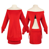 Yor Forger Women Red Sweater Cosplay Costume Outfit Halloween Carnival Suit