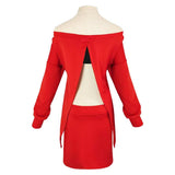 Yor Forger Women Red Sweater Cosplay Costume Outfit Halloween Carnival Suit