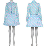 Movie 2023 Barbie Margot Robbie Blue Coat Dress Outfits Halloween Carnival Suit Cosplay Costume