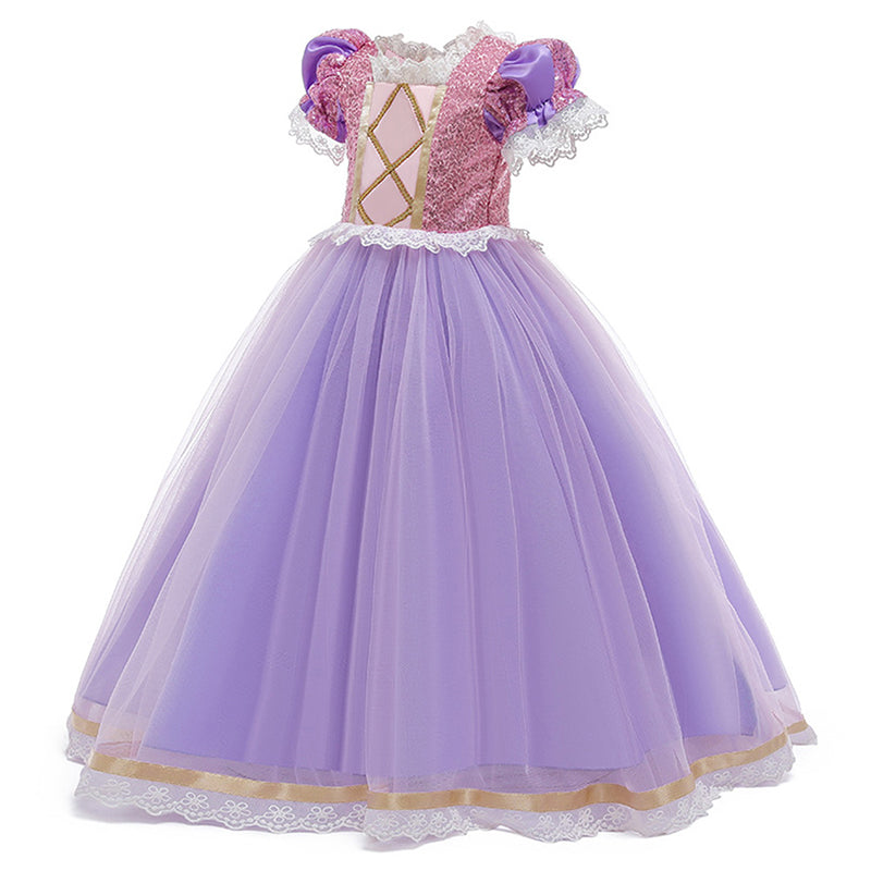 Kids Girls Tangled Rapunzel Cosplay Dress Costume Halloween Carnival Suit