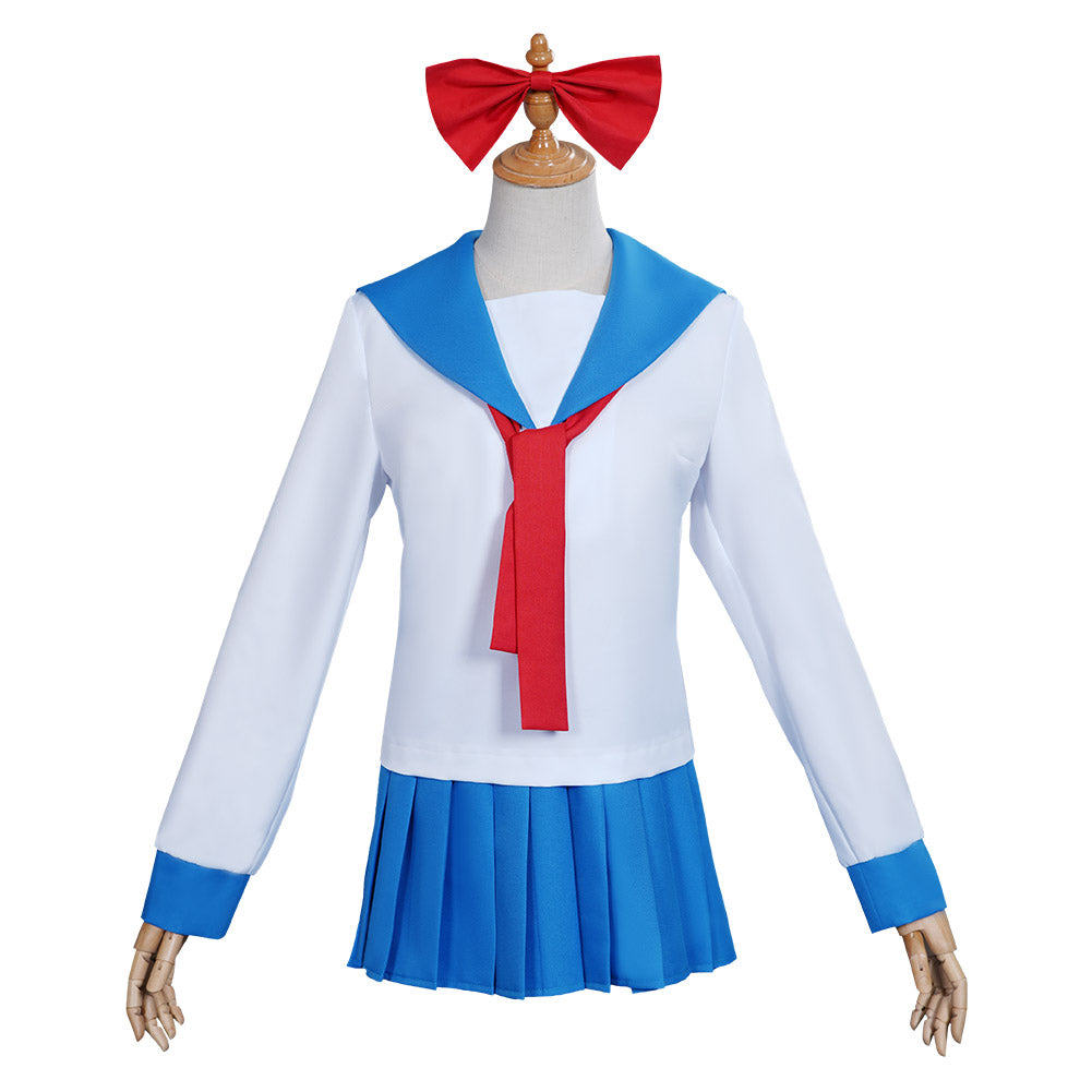 Poputepipikku Pop Team Epic Popuko Pipimi Halloween Carnival Suit Cosplay Costume Blue Uniform Skirt Outfits