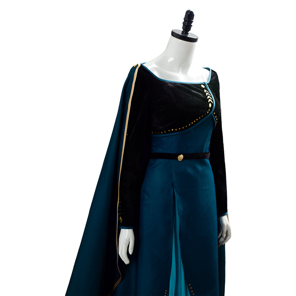 Queen Frozen 2 Gown Anna Coronation Dark Green Outfit Cosplay Costume ...