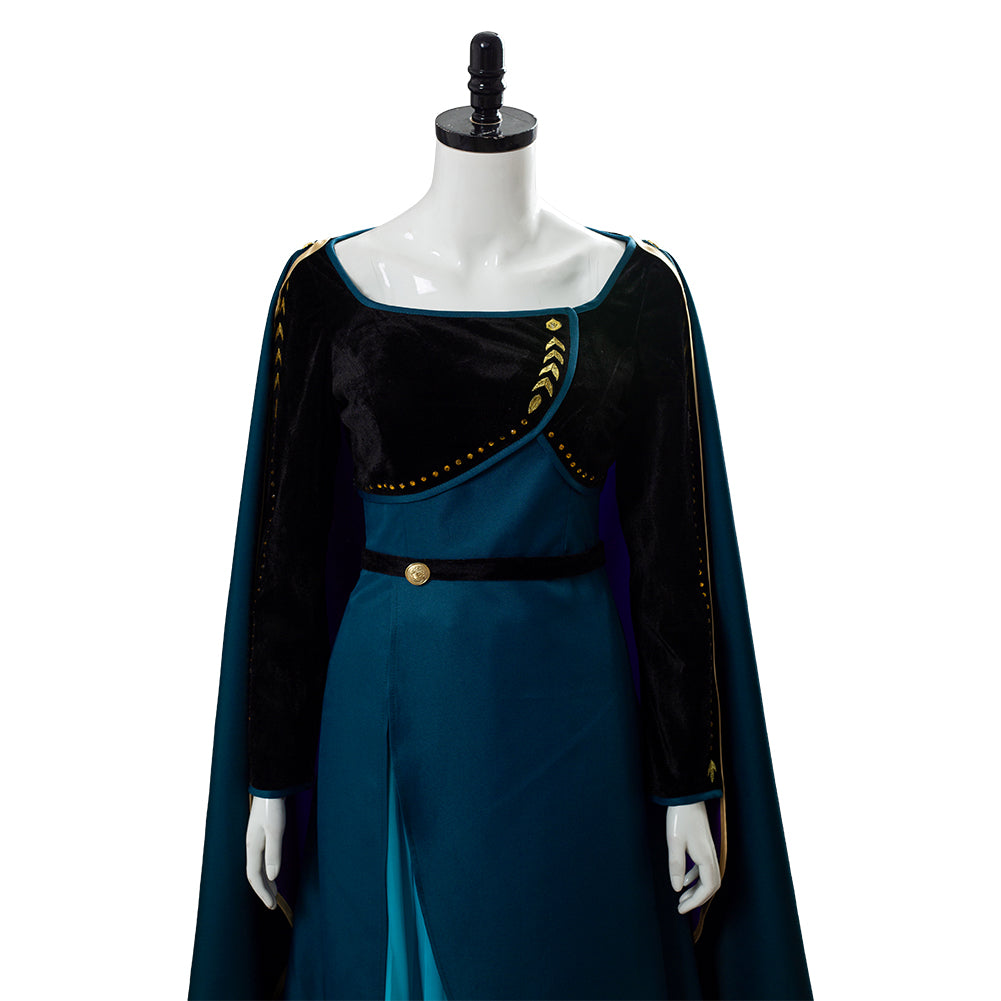 Queen Frozen 2 Gown Anna Coronation Dark Green Outfit Cosplay Costume