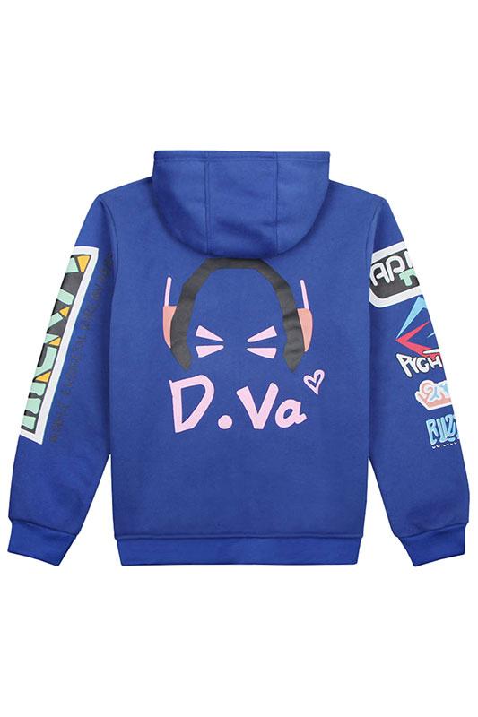 Overwatch D.va Song hana fleece zip-up Hoodie hooded Sweatshirt Blue