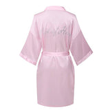 Maid of Honor Silk Pink Long Robe Bathrobe Costume