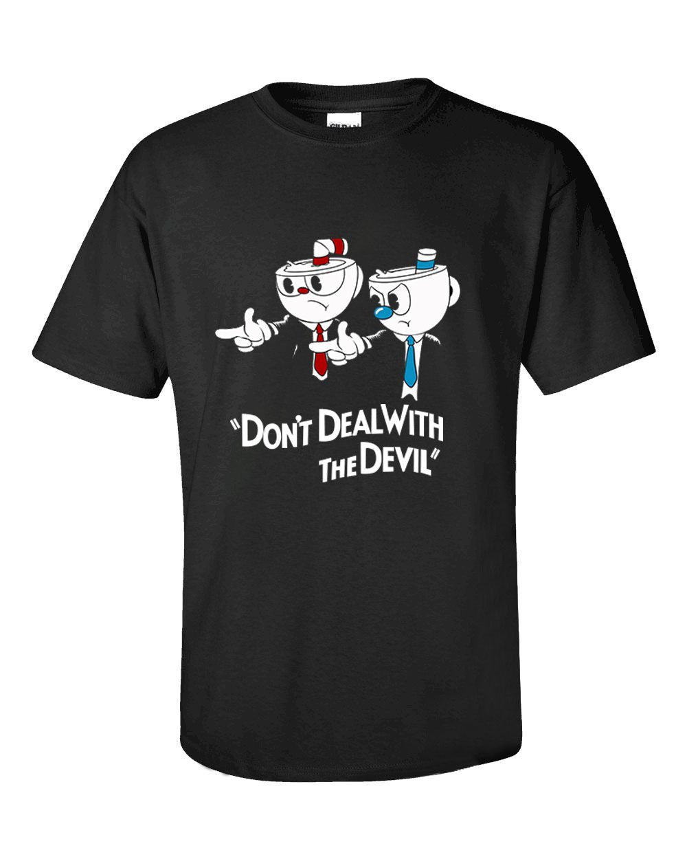 Cup Head Don't Deal with the Devil Black T-shirt (Free Ship )