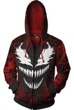 2018 Venom Symbiote Merchandies 3D Hoodie Zip Up Sweatshirt Unisex