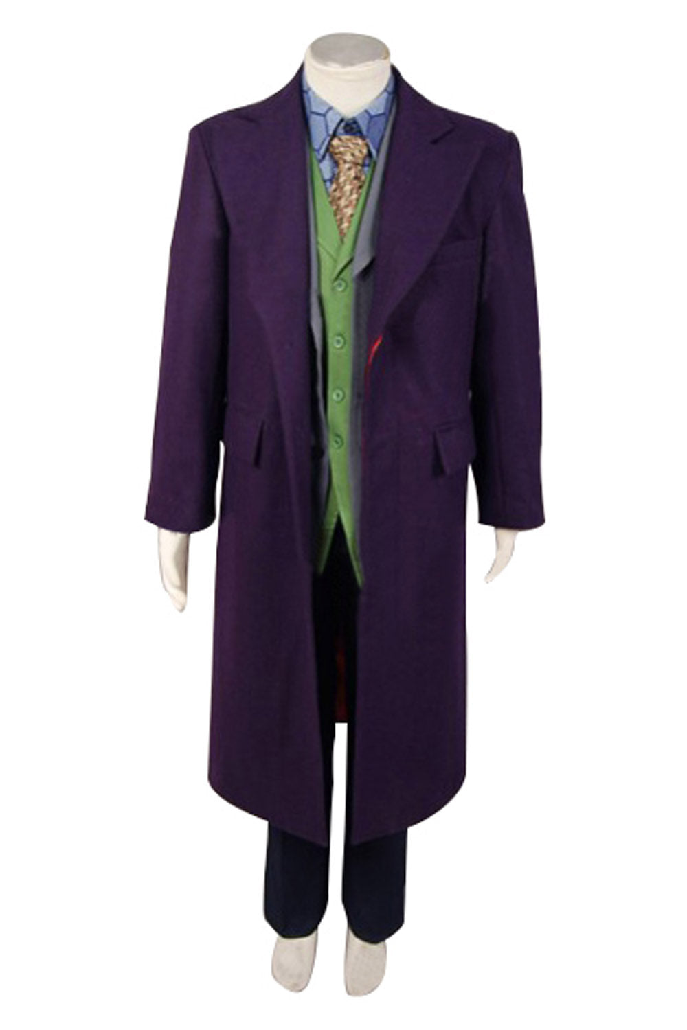 Dark Knight Heath Ledger Joker 6 pcs Costume Set *  Wool trench Coat Version