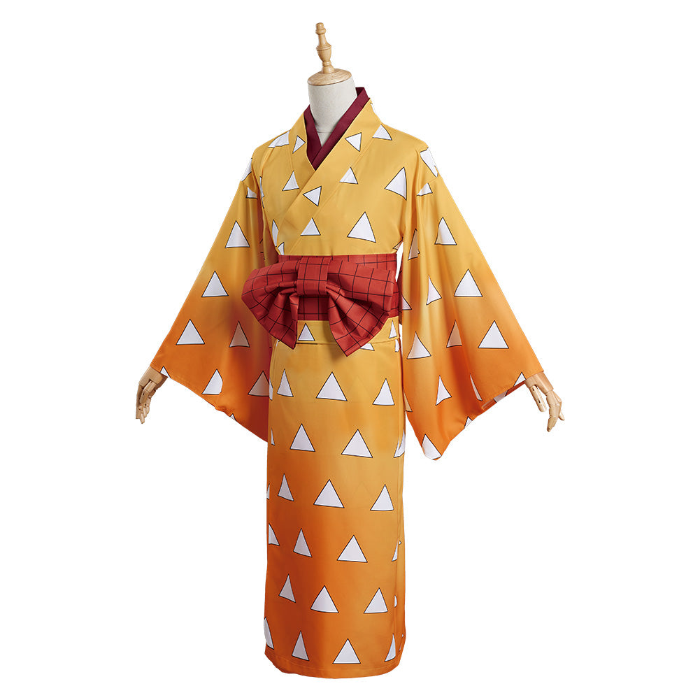 Demon Slayer Agatsuma Zenitsu Halloween Carnival Suit Cosplay Costume Kimono Dress Outfits