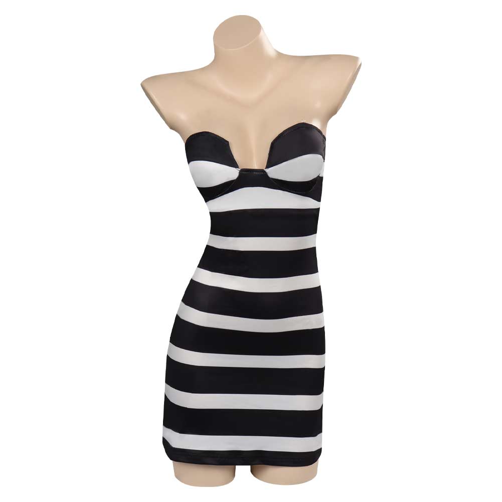 Barbie Movie Black and White Stripes Dress Outfits Halloween Carnival Cosplay Costume