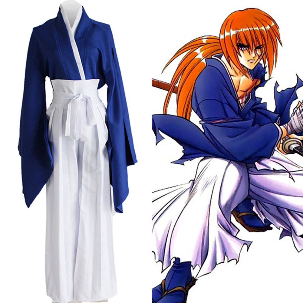 Anime Rurouni Kenshin Himura KENSHIN Blue Kendo Kimono Cosplay Costume