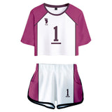 Haikyuu Shiratorizawa School Cosplay Uniform Jersey Sportswear Top Shorts Set for Women