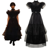 Kids Children Wednesday Addams Wednesday Cosplay Costume Dress Outfits Halloween Carnival Suit