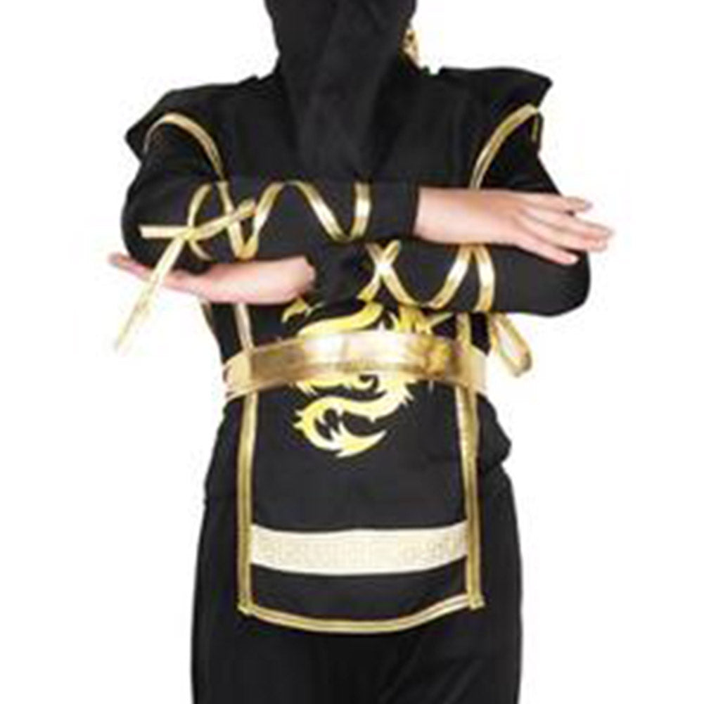 Kids Ninja Costume Boys Japanese Warrior Outfit Halloween Bodysuit Outfit Black