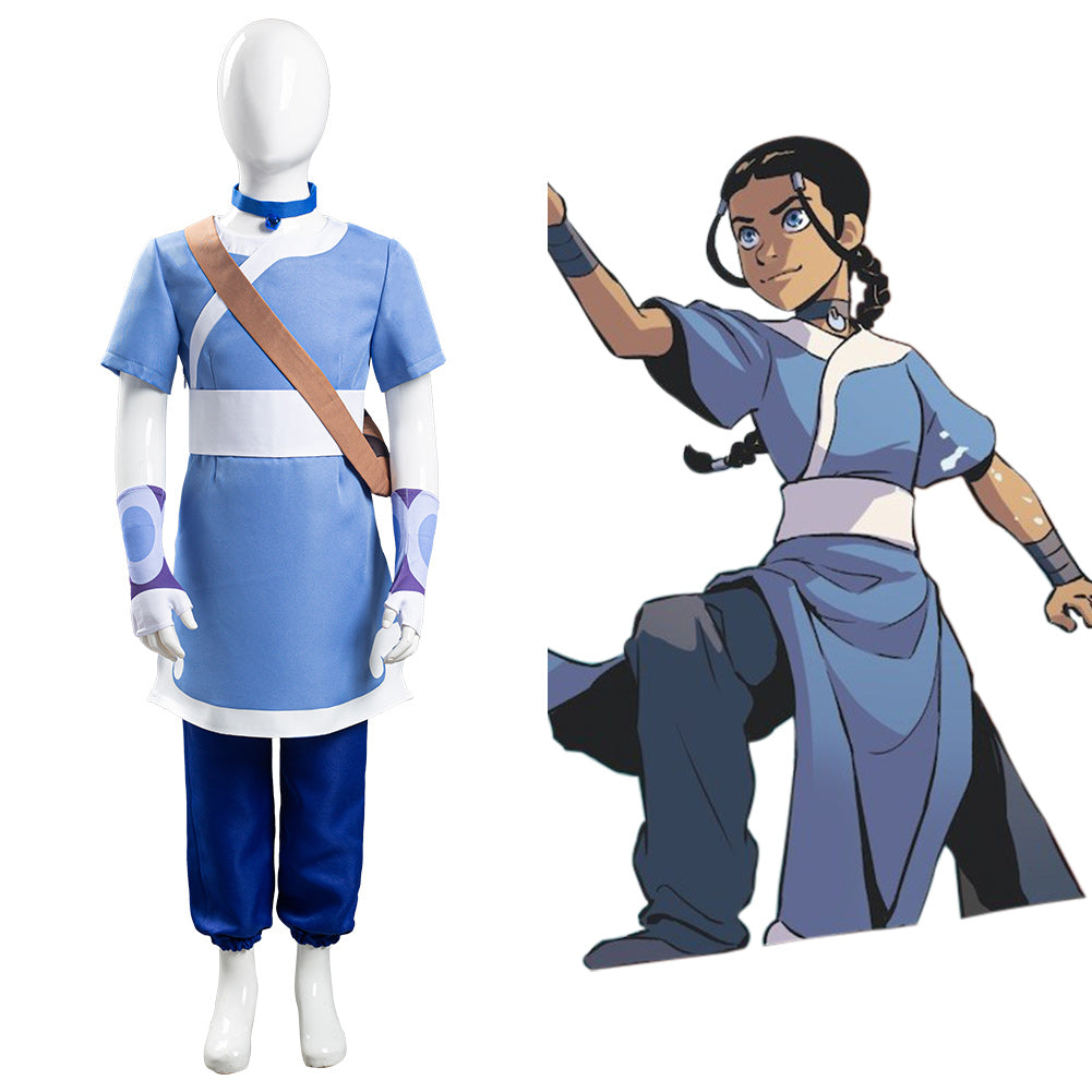 Avatar: the last Airbender Katara Halloween Carnival Suit Cosplay Costume for Kids Children