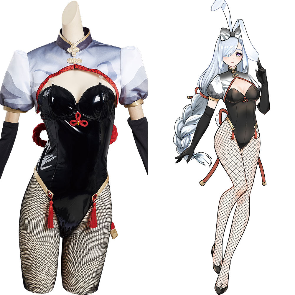 Genshin Impact Shen He Halloween Carnival Suit Cosplay Costume Bunny Girls Jumpsuit
