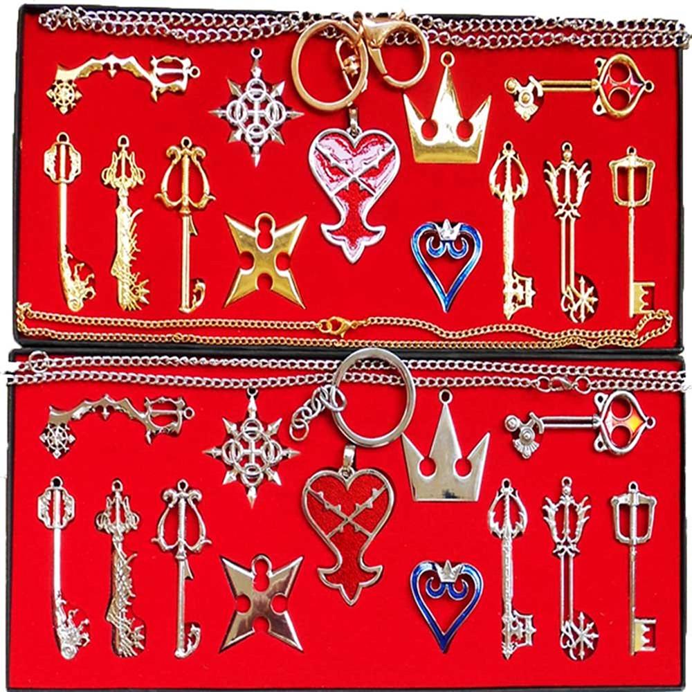 Kingdom Hearts 2 II Keychain Pendant Necklace Set Box Cosplay Accessaries