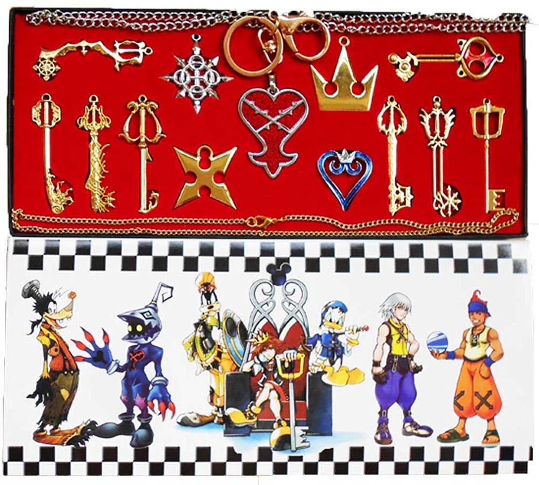 Kingdom Hearts 2 II Keychain Pendant Necklace Set Box Cosplay Accessaries
