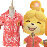 Game Animal Crossing Isabelle Cosplay Costume Women Short Sleeve Shirts Top