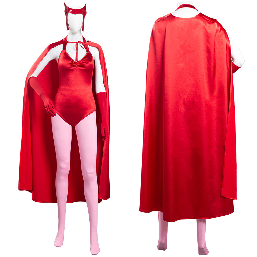 Wanda Vision Scarlet Witch Wanda Maximoff Halloween Carnival Suit Cosplay Costume Women Jumpsuit Outfits