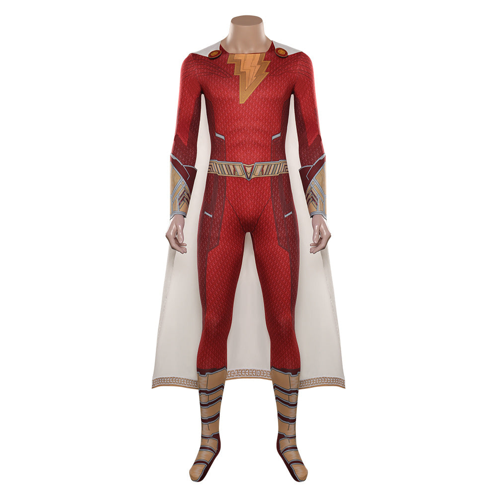 Shazam! Fury of the Gods-Shazam Cosplay Costume Jumpsuit Halloween Carnival Disguise Suit