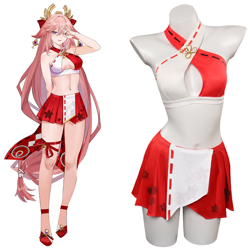 Genshin Impact cosplay Yae Miko Cosplay Costume Outfits Halloween Carnival Party Suit swimsuit