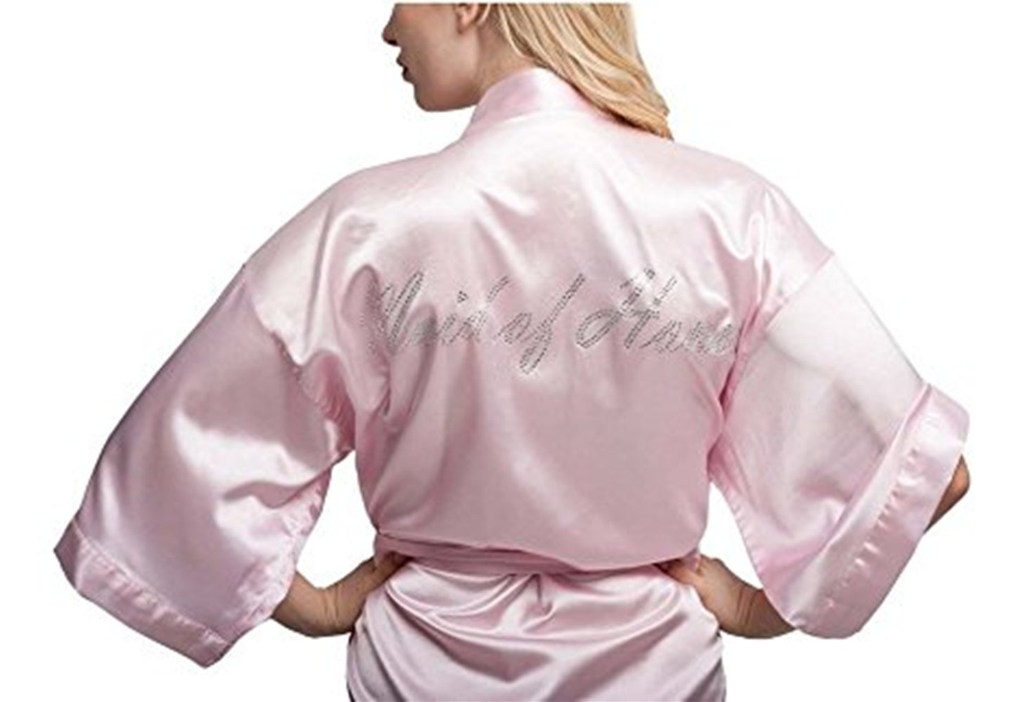 Maid of Honor Silk Pink Long Robe Bathrobe Costume